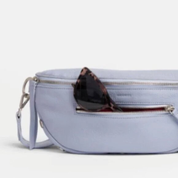 Hammitt Charles Medium Leather Belt Bag Fanny Pack Periwinkle Haze & Sil… - Picture 7 of 12